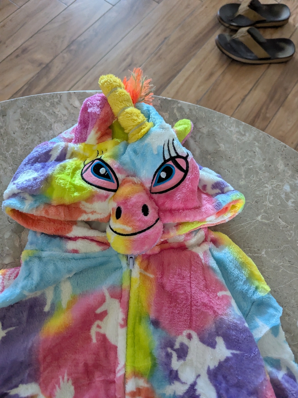 Unicorn Hooded Plush Onesie - Rainbow Plush
